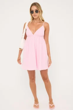 Posed Rose Mini Dress Pink Stripe