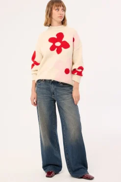 Posey Floral Knit Jumper Cream Print