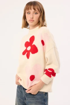 Posey Floral Knit Jumper Cream Print