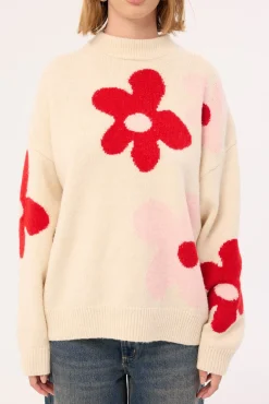 Posey Floral Knit Jumper Cream Print