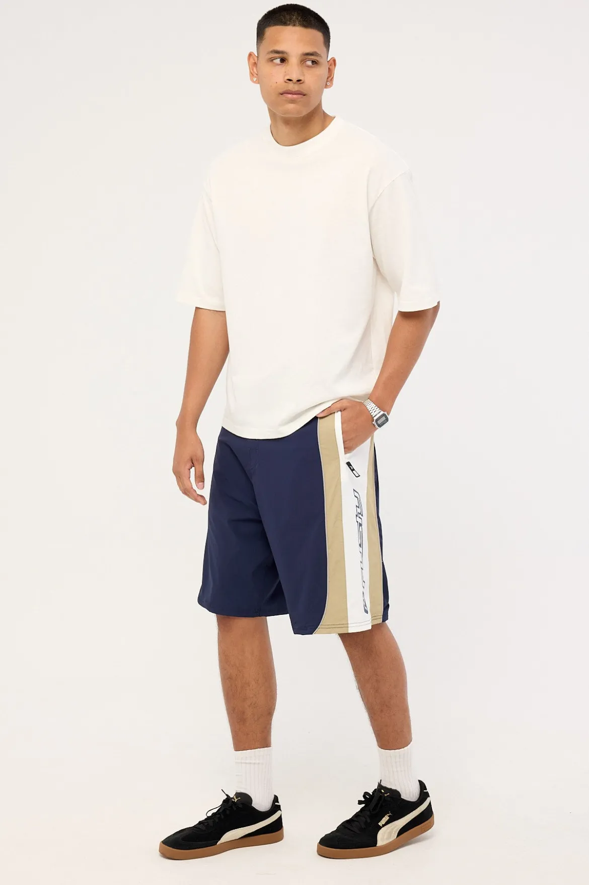 Power Wing Fixed Waist Boardshort Navy Blue