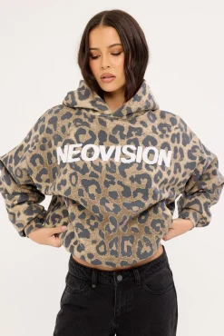 Predator Cropped Oversized Hoodie Leopard