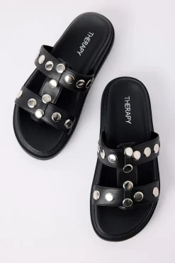 Pretense Stud Sandals Black
