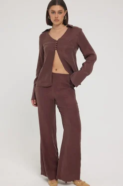 Prisca Cupro Wide Leg Pant Brown