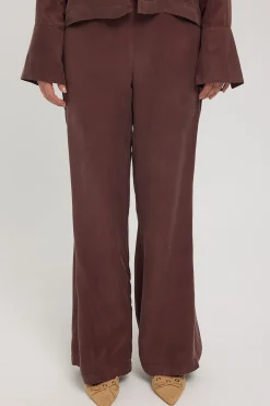 Prisca Cupro Wide Leg Pant Brown