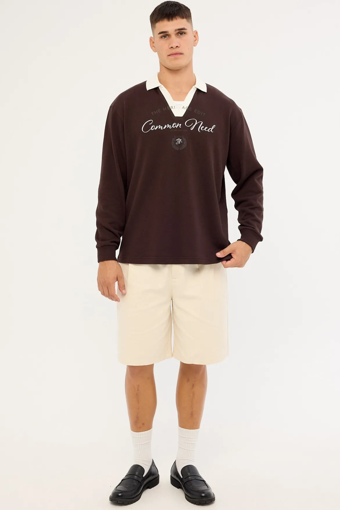 Propel Long Sleeve Rugby Polo Brown