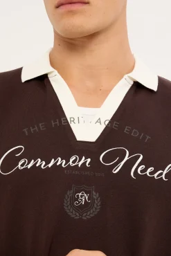Propel Long Sleeve Rugby Polo Brown