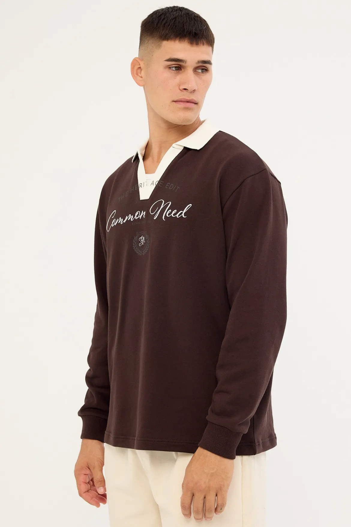 Propel Long Sleeve Rugby Polo Brown