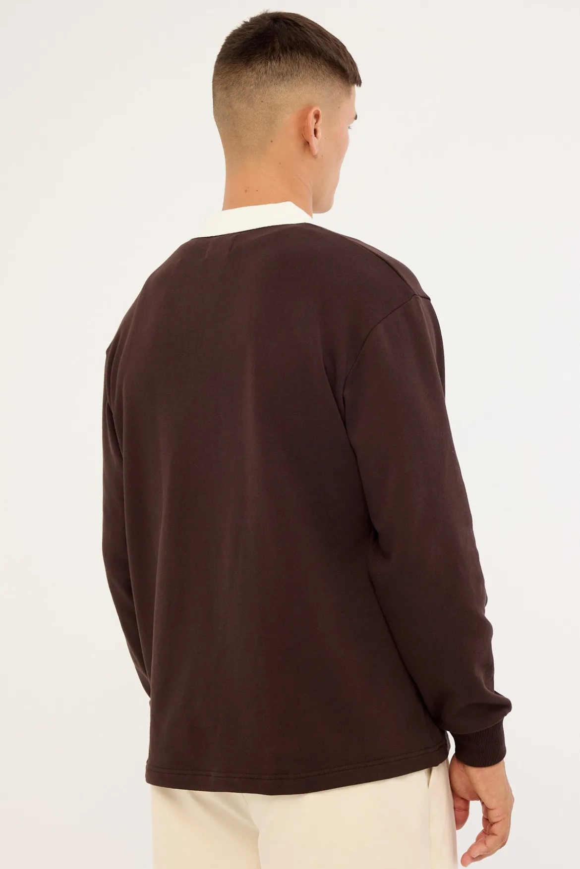 Propel Long Sleeve Rugby Polo Brown