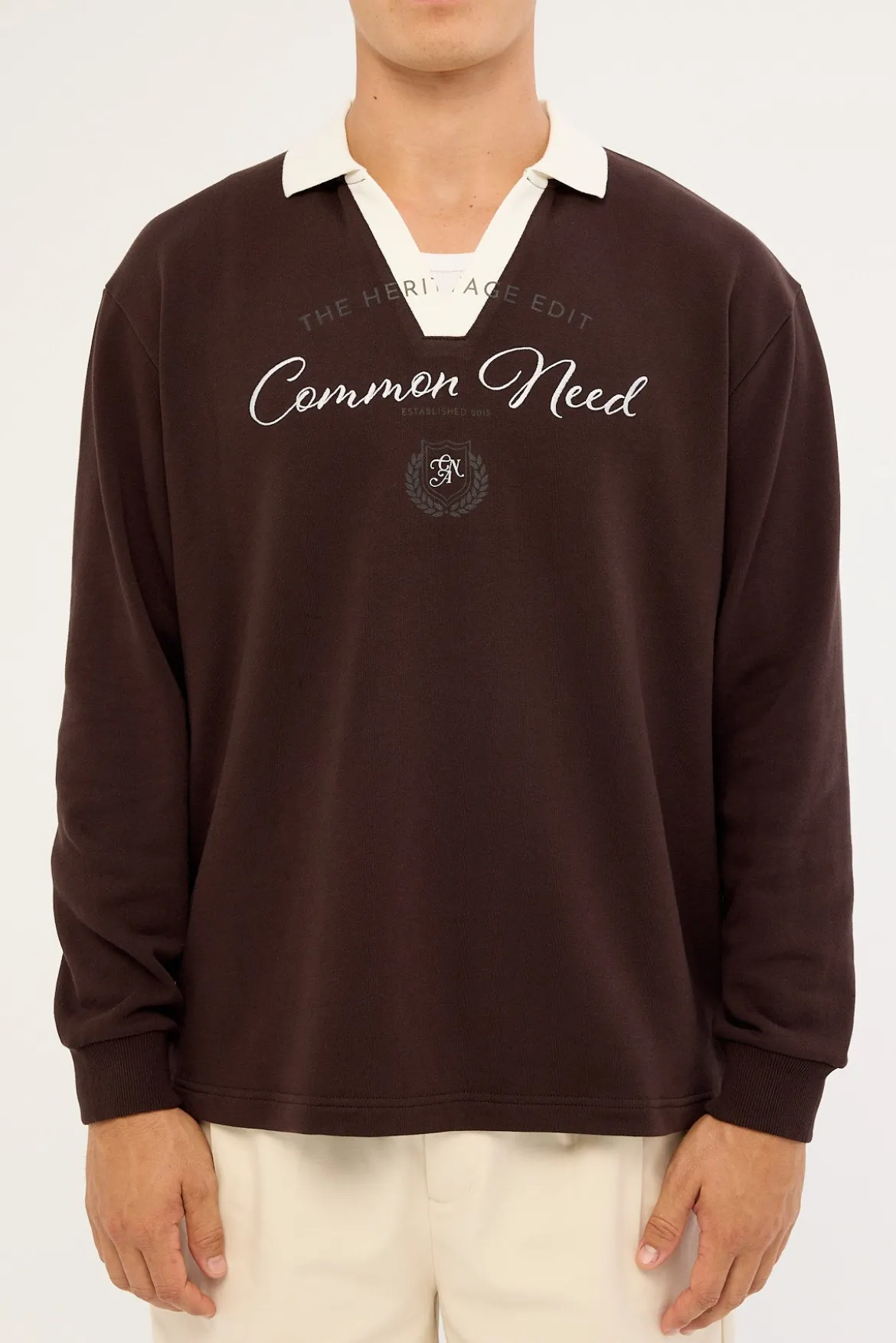 Propel Long Sleeve Rugby Polo Brown
