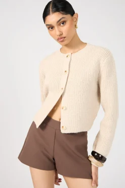 Prue Fluffy Cardigan Neutral