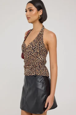 PU High Rise Mini Skirt Black
