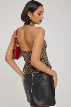 PU High Rise Mini Skirt Black