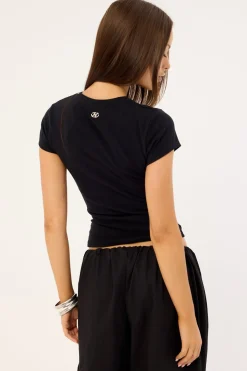 Puncture Eyelet Baby Tee Black