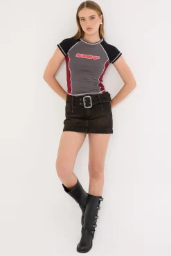 Punter Panelled Raglan Tee Worn Black