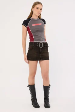 Punter Panelled Raglan Tee Worn Black