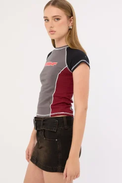 Punter Panelled Raglan Tee Worn Black