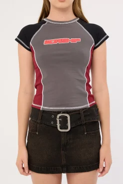 Punter Panelled Raglan Tee Worn Black