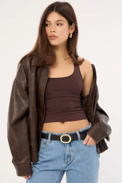 Racer Back Singlet Brown