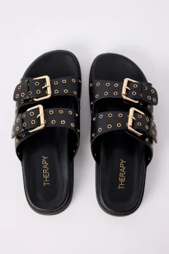 Racer Studded Sandals Black
