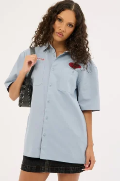 Radar Oversize Short Sleeve Shirt Blue