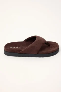 Radar Thong Slide Chocolate Faux Suede