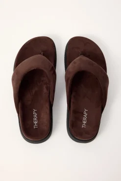 Radar Thong Slide Chocolate Faux Suede