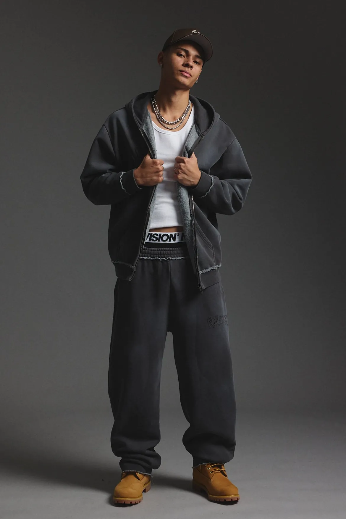 Radical Distressed Logo Baggy Sweatpant Washed Black