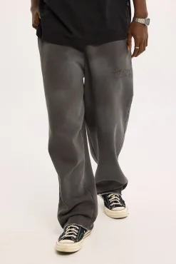 Radical Distressed Logo Baggy Sweatpant Washed Black