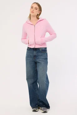Radical Fitted Zip Through Hoodie Washed Pink