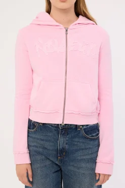 Radical Fitted Zip Through Hoodie Washed Pink