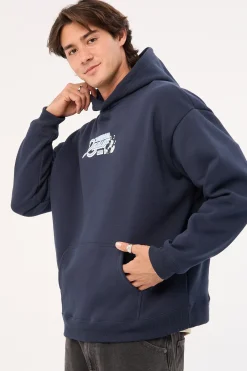 Radio Boxy Hoodie Navy