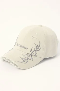 Ragged Distressed Dad Cap Light Grey