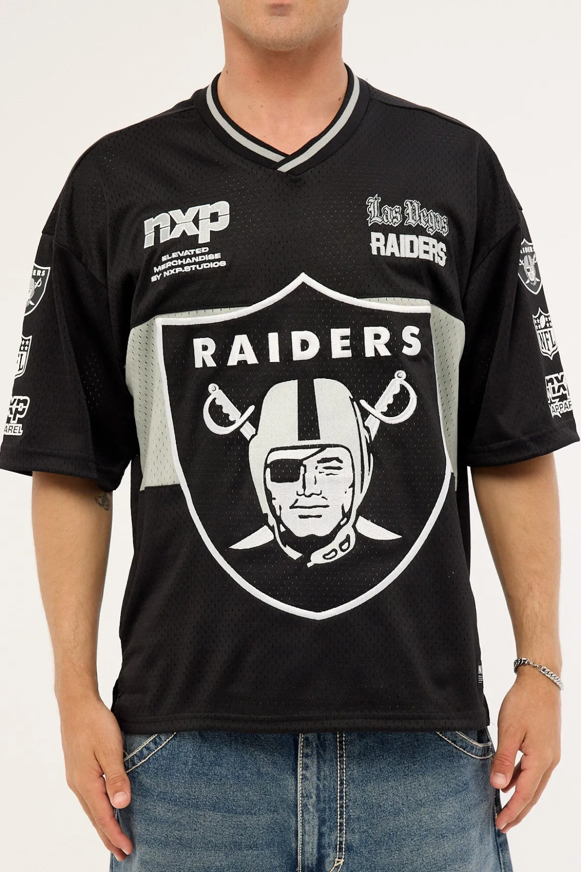 Raiders Goal Mesh Tee Jet Black