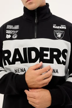 Raiders Panel Pullover 1/4 Zip Jet Black/Silver