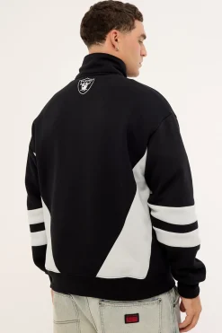Raiders Panel Pullover 1/4 Zip Jet Black/Silver