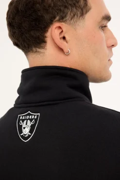 Raiders Panel Pullover 1/4 Zip Jet Black/Silver