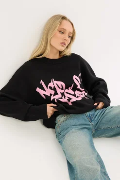Rakugaki Intarsia Knit Jumper Black