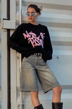 Rakugaki Intarsia Knit Jumper Black
