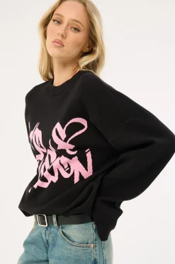 Rakugaki Intarsia Knit Jumper Black