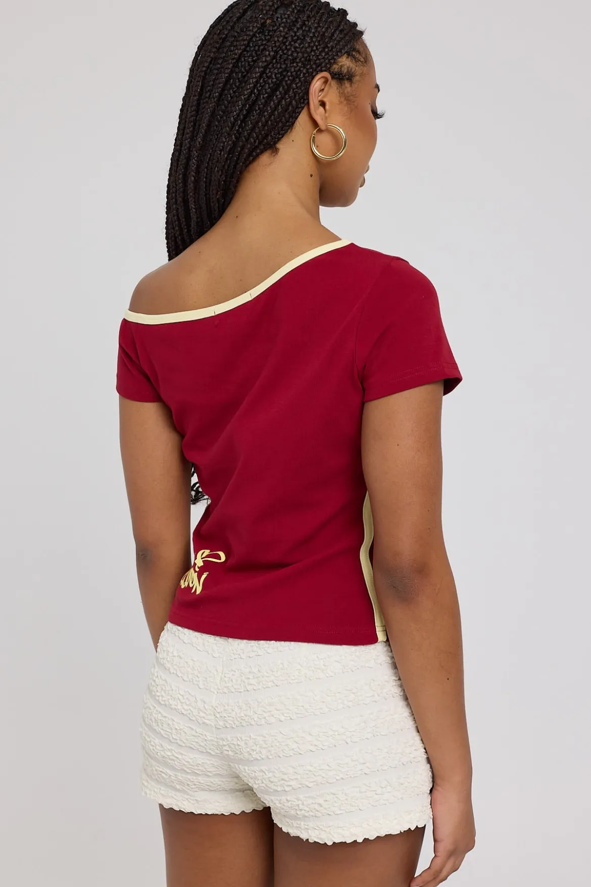 Rakugaki Off Shoulder Top Red