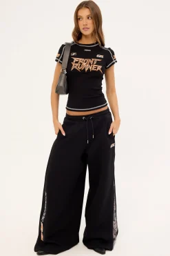 Rally Wide Leg Pant Black Camo