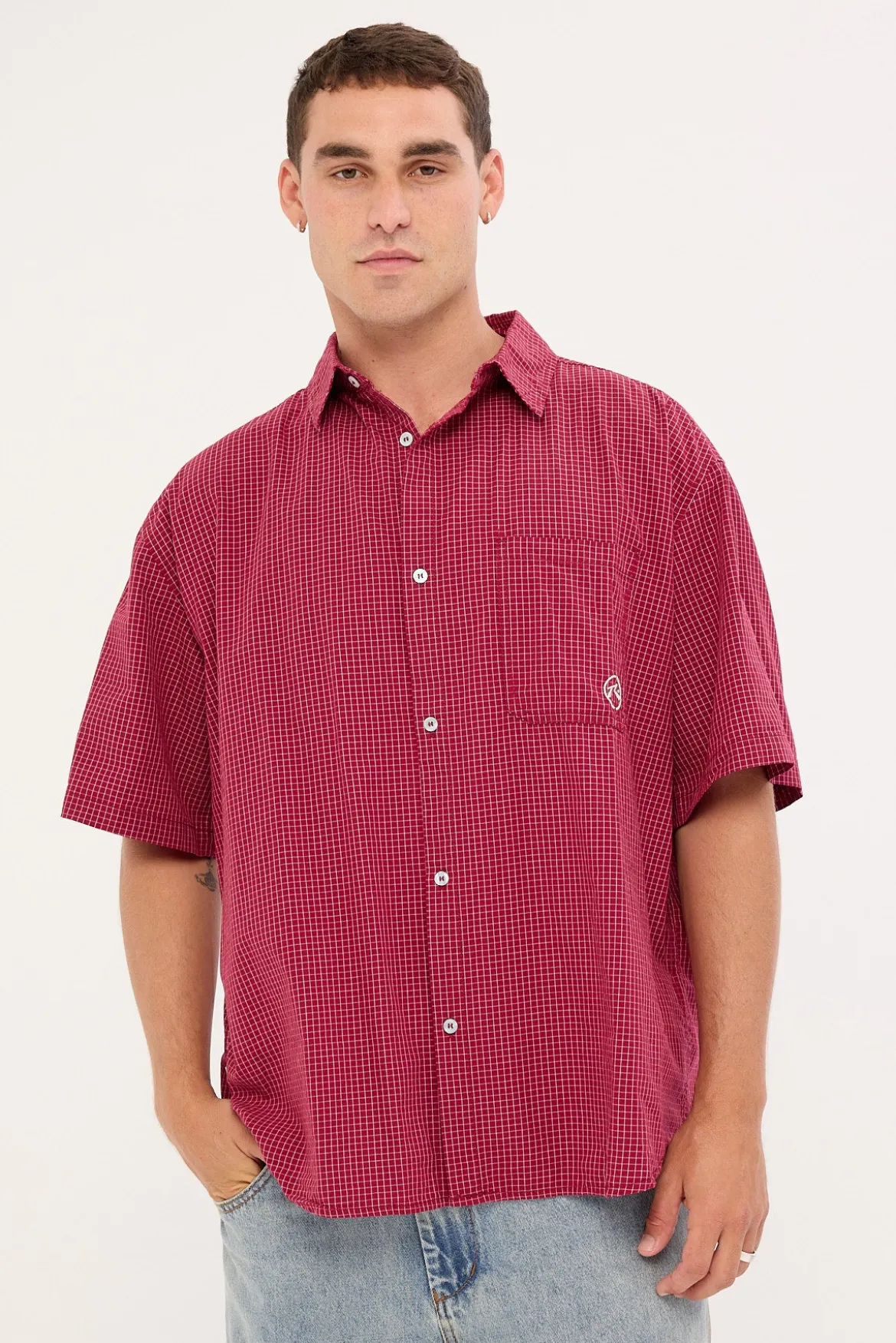 Ransom Check Shirt Burgundy