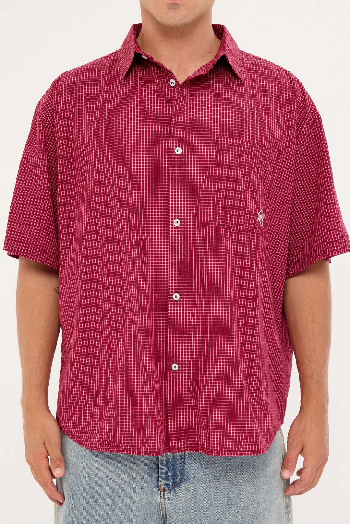 Ransom Check Shirt Burgundy