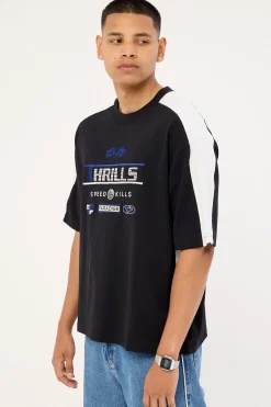 Rapid Fire Panel Box Fit Oversize Cropped Tee Black