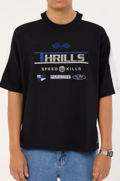 Rapid Fire Panel Box Fit Oversize Cropped Tee Black