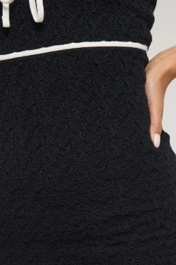Ravi Contrast Textured Knit Dress Black / White