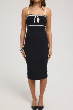 Ravi Contrast Textured Knit Dress Black / White