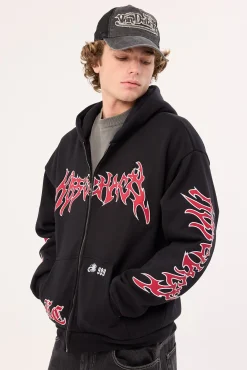 Razor Zip Through Hoodie Black