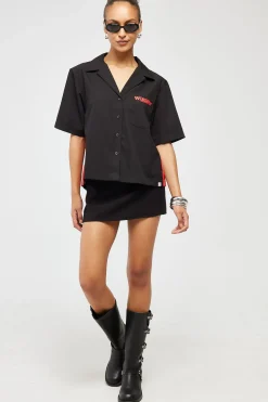 Reckless Bowling Shirt Black Red Contrast